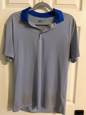 Men's Nike Golf Blue and White Striped Polo